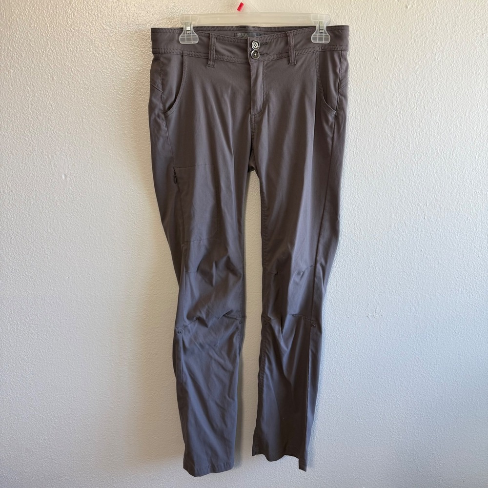 Prana Size 6 Gray Mauve Halle Active Pants Straight Leg Low Rise Hiking Travel